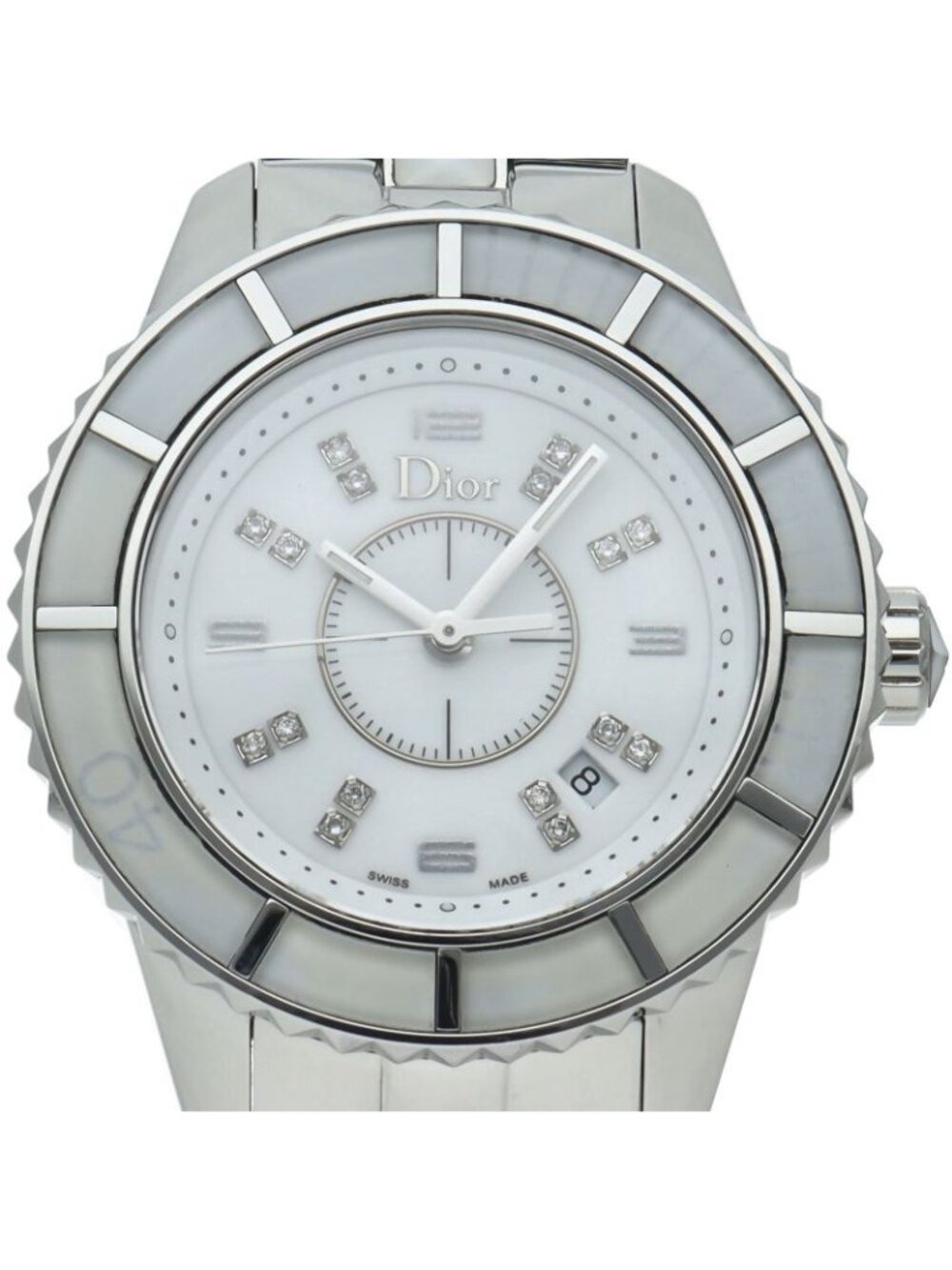 Dior Crystal Watch Diamond SS White Medium